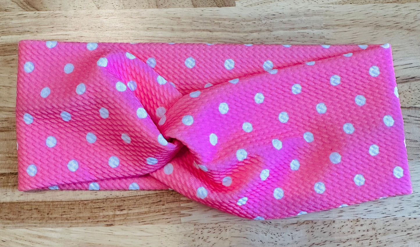 Pink polka dot headband