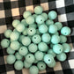 15mm light teal silicone beads (wholesale) pack of 10