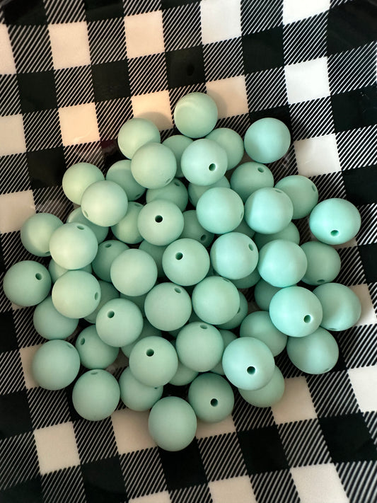 15mm light teal silicone beads (wholesale) pack of 10