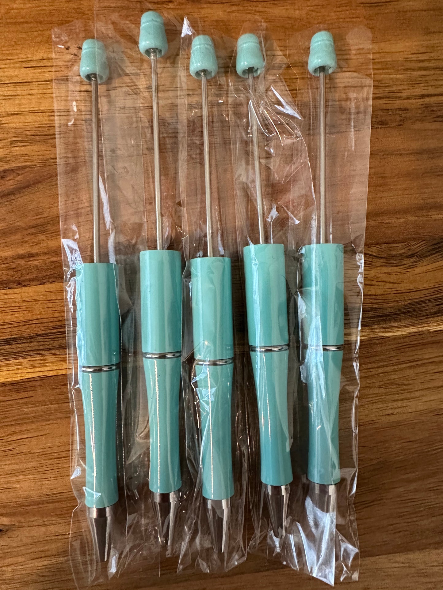 Light turquoise beadable plastic pens (wholesale)