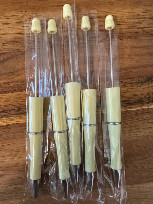 Light yellow beadable plastic pens (wholesale)